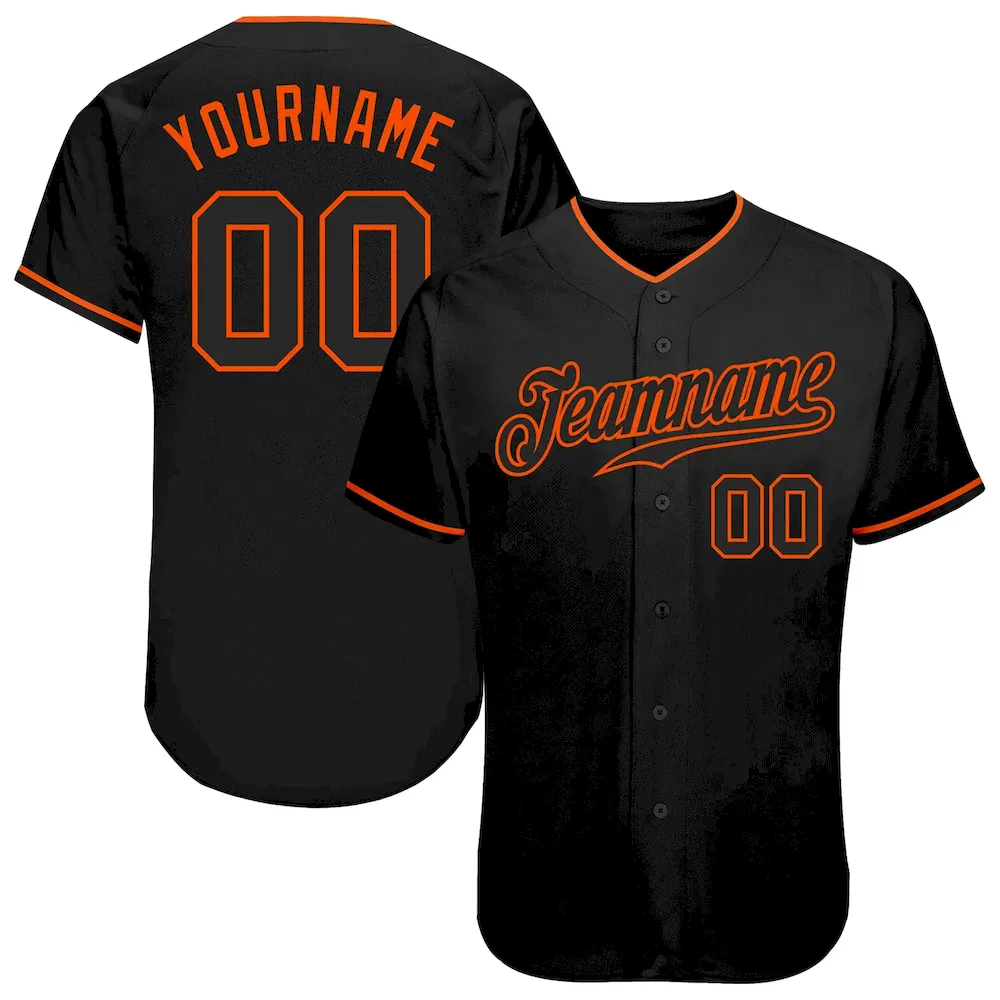 Black0354.webp Custom Black Black-Orange Authentic Baseball Jersey - Image 1