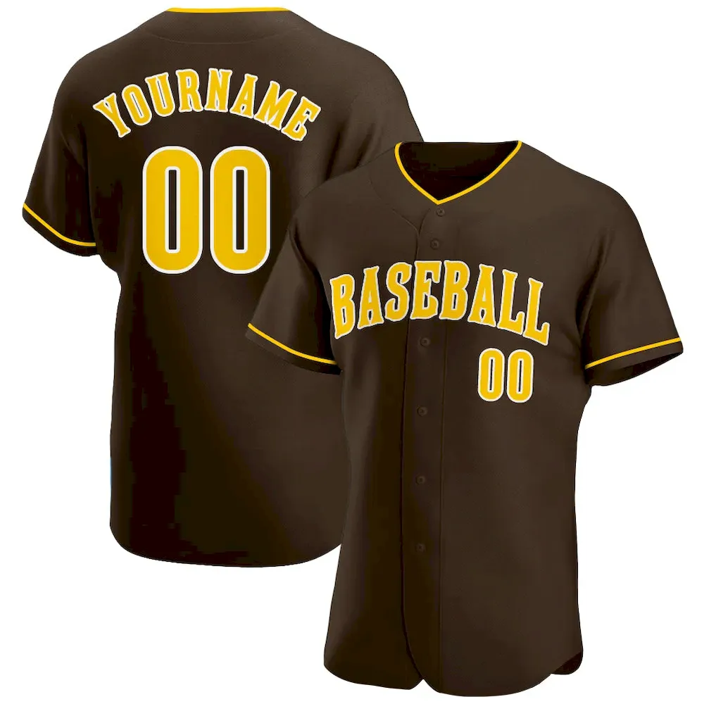 brown_0030.webp Custom Brown Gold-White Authentic Baseball Jersey - Image 1
